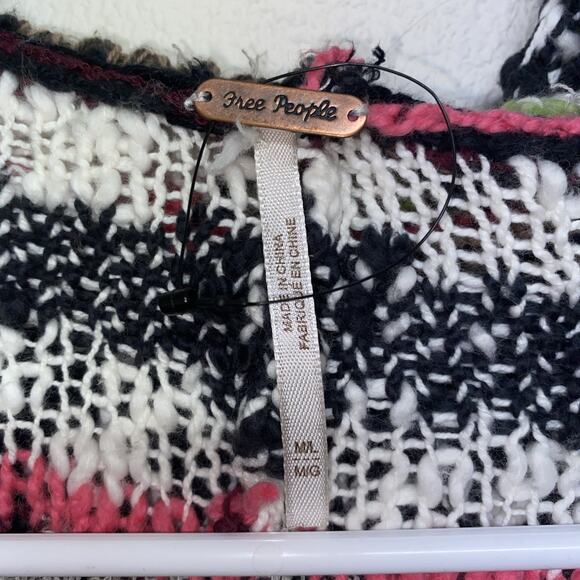 Free People Hippie Boho Festival Bubble Tea Hooded Poncho M/L - Picture 7 of 10